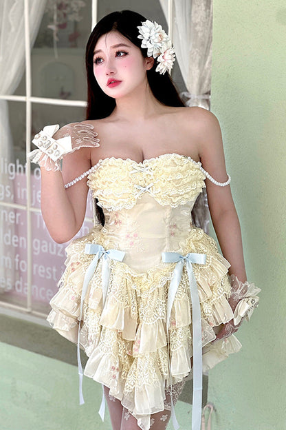 Sweet Lolita Dress - Dream Of Love Multi-layered, 2 Colors, Ruffled, Bow Detail, Lace Trim - additional product view 14