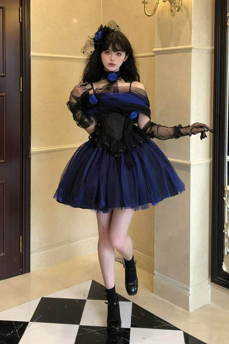 Sweet Lolita Dress - Echo Of Diana, Blue, Lace Trim, Ruffled, Gothic Style - additional product view 3