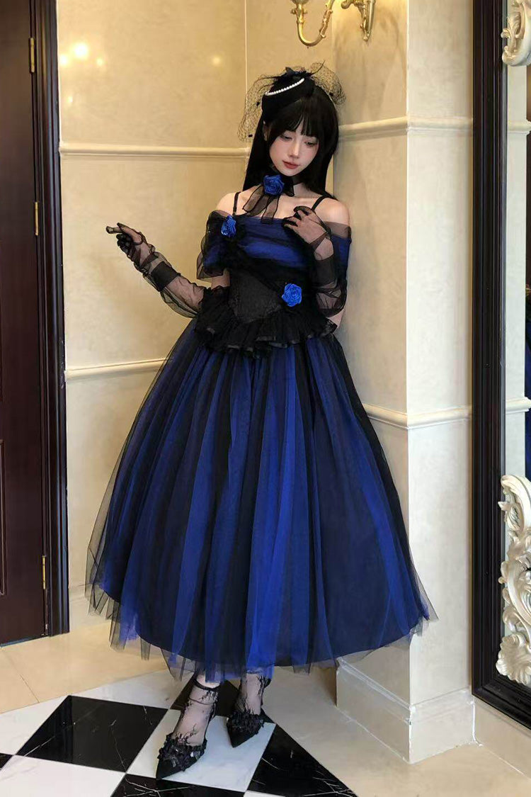 Sweet Lolita Dress - Echo Of Diana, Blue, Lace Trim, Ruffled, Gothic Style - additional product view 6