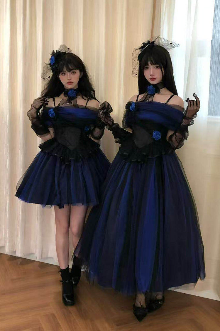 Sweet Lolita Dress - Echo Of Diana, Blue, Lace Trim, Ruffled, Gothic Style - additional product view 8