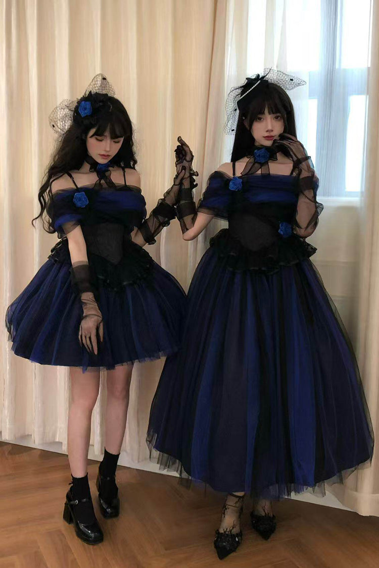 Sweet Lolita Dress - Echo Of Diana, Blue, Lace Trim, Ruffled, Gothic Style - additional product view 10
