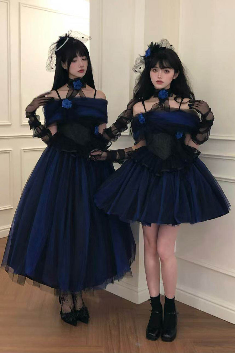 Sweet Lolita Dress - Echo Of Diana, Blue, Lace Trim, Ruffled, Gothic Style - additional product view 12