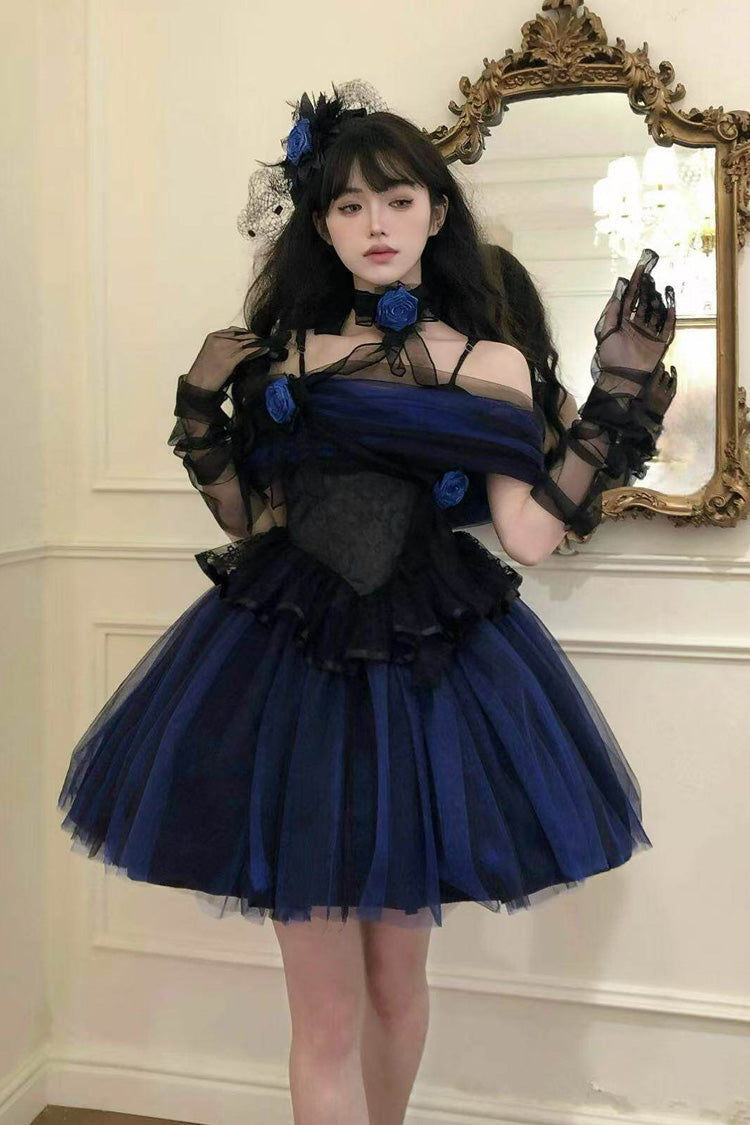 Sweet Lolita Dress - Echo Of Diana, Blue, Lace Trim, Ruffled, Gothic Style - additional product view 14