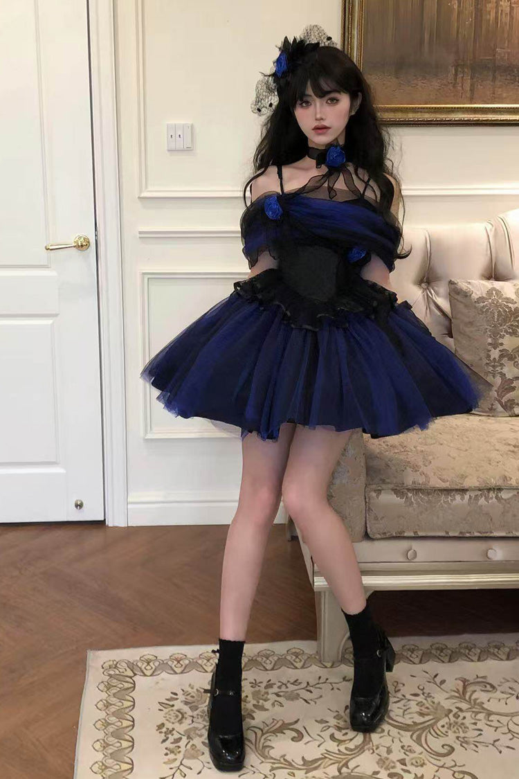Sweet Lolita Dress - Echo Of Diana, Blue, Lace Trim, Ruffled, Gothic Style - additional product view 16