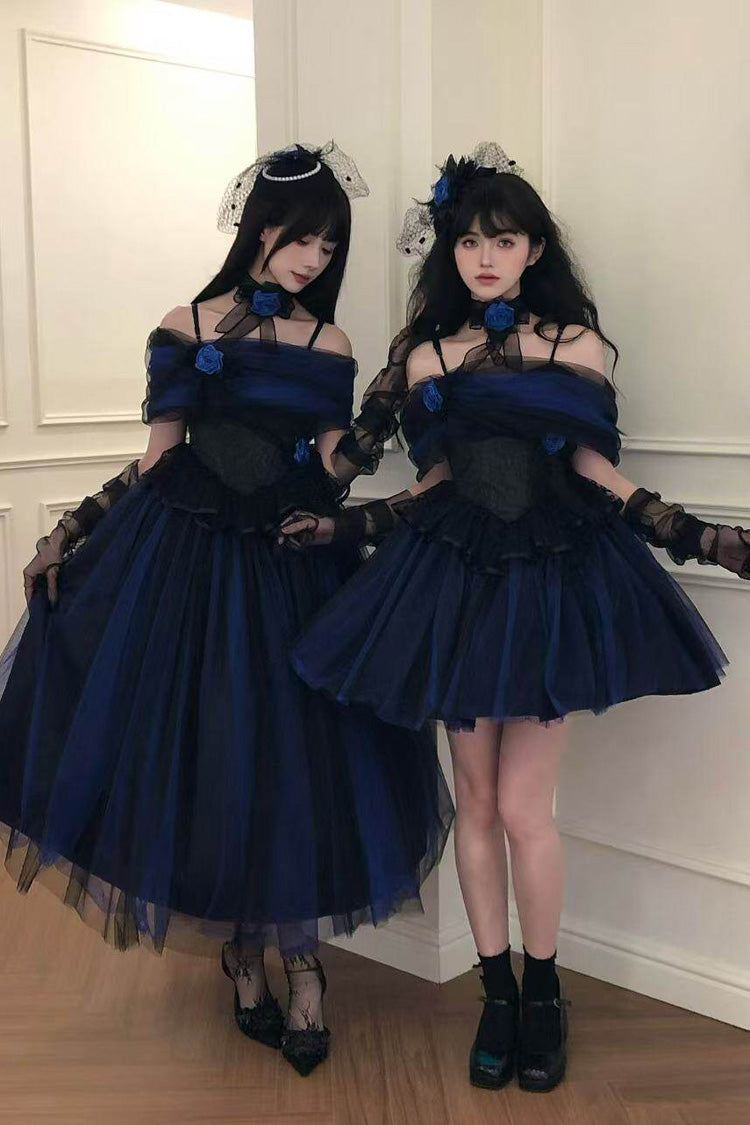 Sweet Lolita Dress - Echo Of Diana, Blue, Lace Trim, Ruffled, Gothic Style - additional product view 18