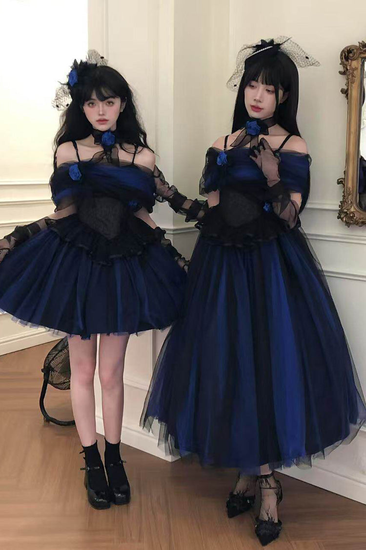 Sweet Lolita Dress - Echo Of Diana, Blue, Lace Trim, Ruffled, Gothic Style - additional product view 19