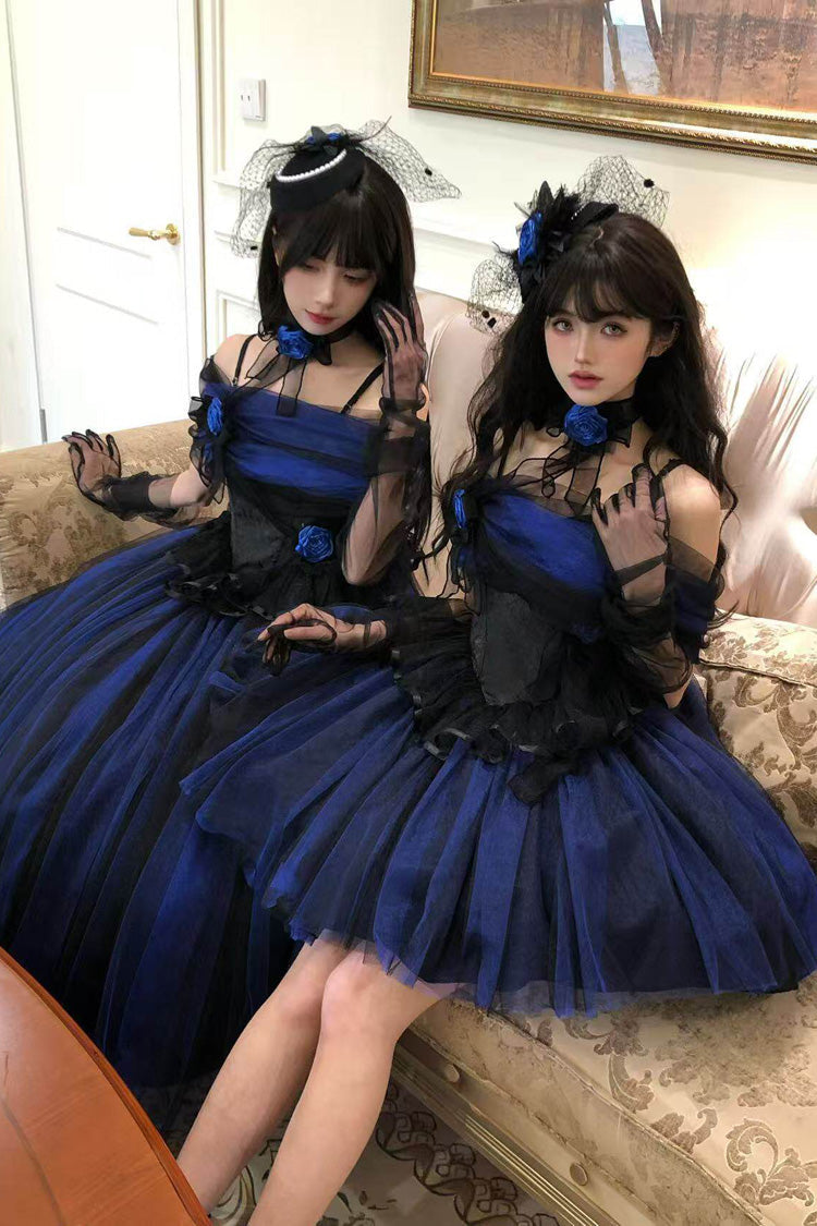 Sweet Lolita Dress - Echo Of Diana, Blue, Lace Trim, Ruffled, Gothic Style - additional product view 20