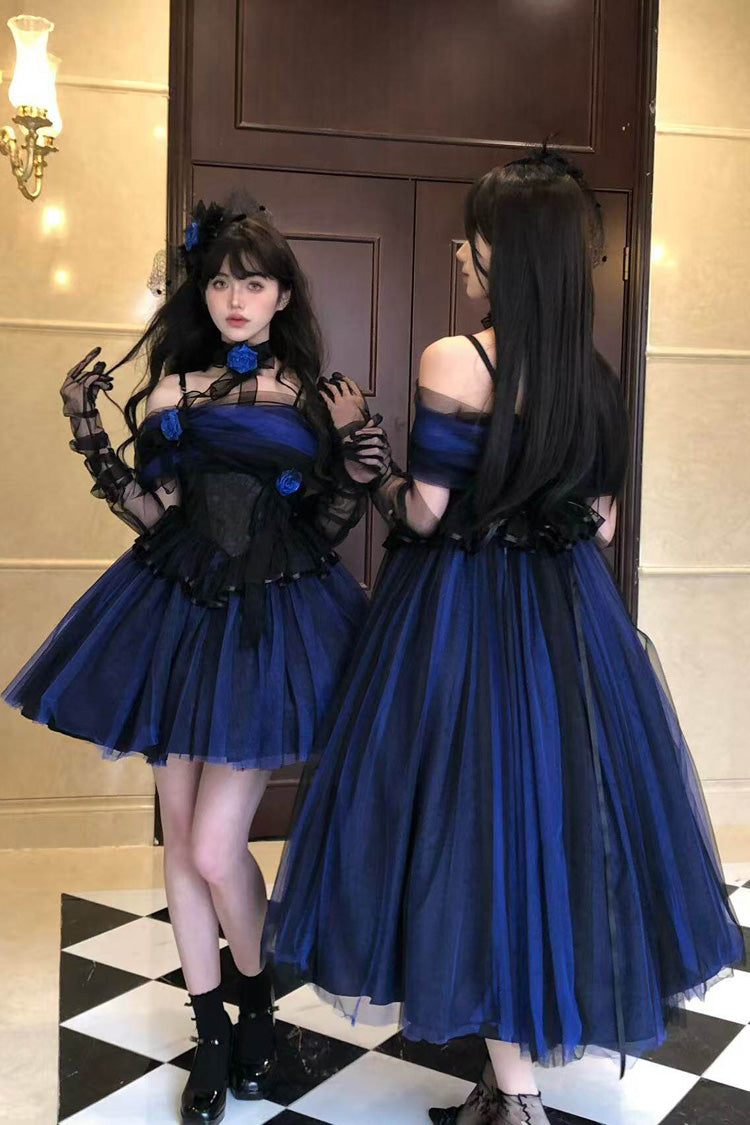 Sweet Lolita Dress - Echo Of Diana, Blue, Lace Trim, Ruffled, Gothic Style - additional product view 21