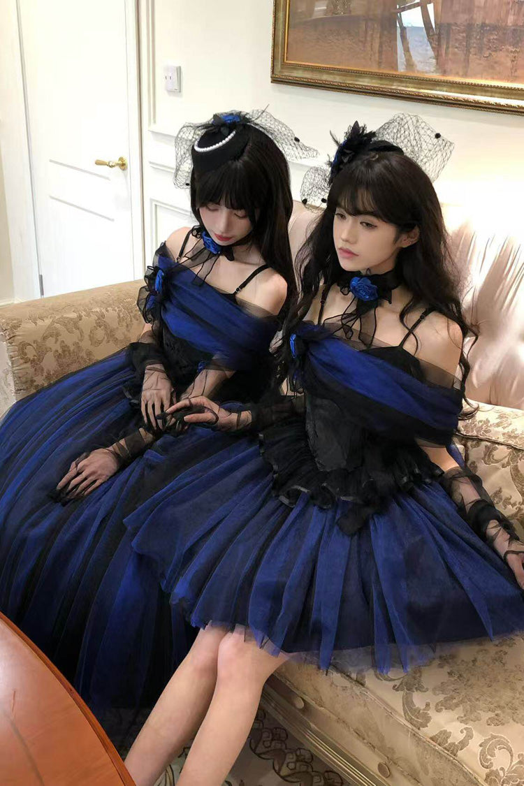 Sweet Lolita Dress - Echo Of Diana, Blue, Lace Trim, Ruffled, Gothic Style - additional product view 22