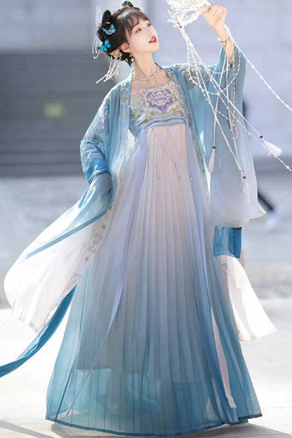 Sweet Lolita Dress - Embroidery Gradient Hem Hanfu, 2 Colors, Women's Style, Embroidered - additional product view 2