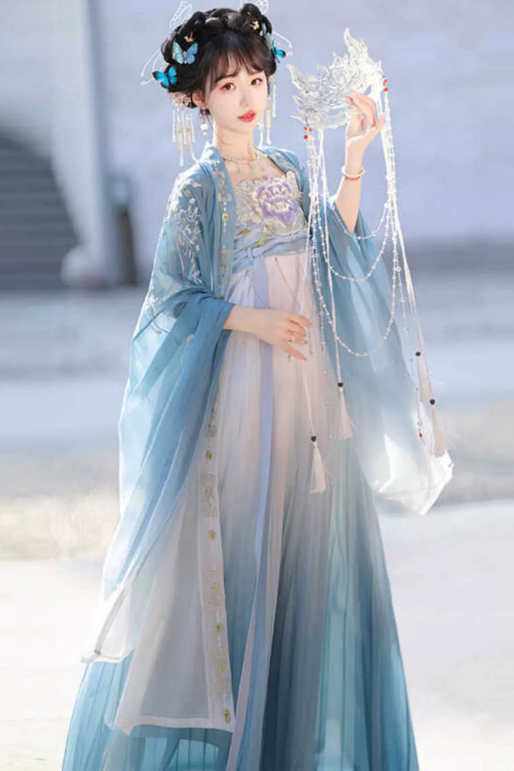 Sweet Lolita Dress - Embroidery Gradient Hem Hanfu, 2 Colors, Women's Style, Embroidered - additional product view 4