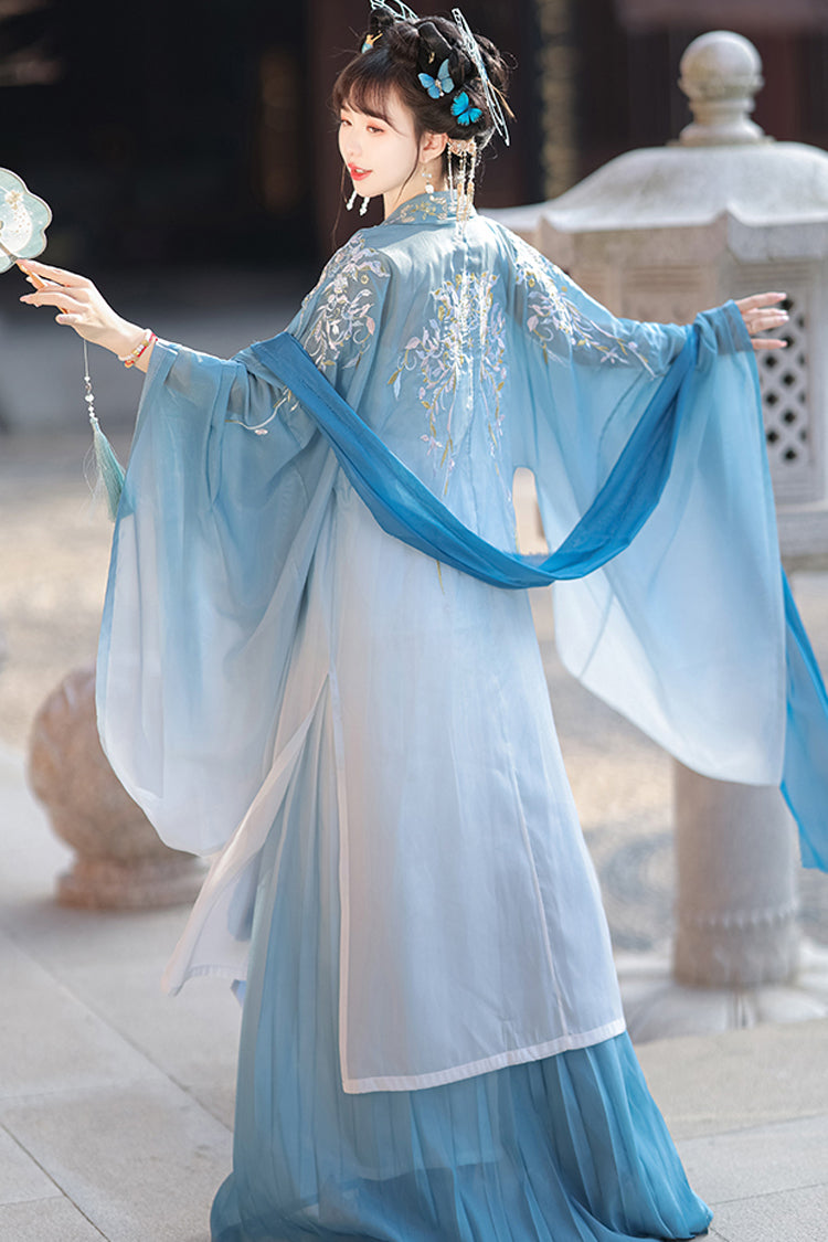 Sweet Lolita Dress - Embroidery Gradient Hem Hanfu, 2 Colors, Women's Style, Embroidered - additional product view 5