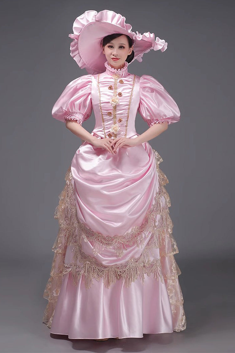 Sweet Lolita Dress - European Style, 3 Colors, Victorian Style, Ruffled, Long Sleeves - S Pink / M Pink / L Pink option