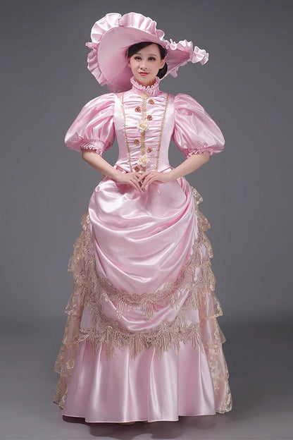 Sweet Lolita Dress - European Style, 3 Colors, Victorian Style, Ruffled, Long Sleeves - S Pink / M Pink / L Pink option