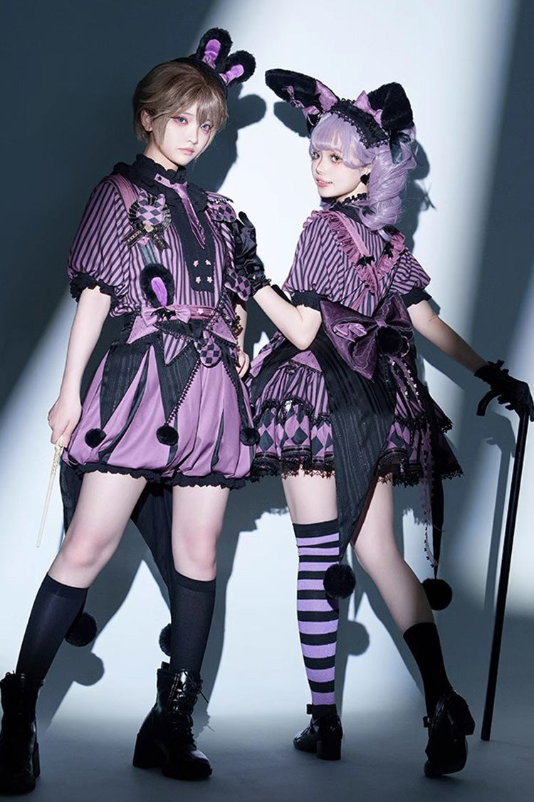 Sweet Lolita Dress - Fantasy Circus Triple-layered, Purple, Ruffled, Printed, Bow Detail - additional product view 3