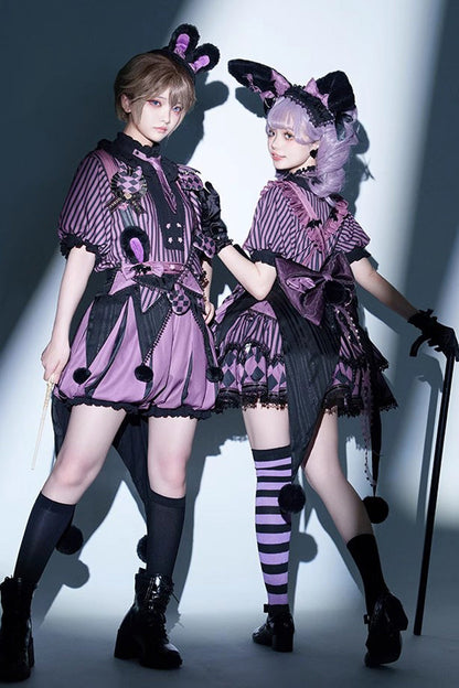 Sweet Lolita Dress - Fantasy Circus Triple-layered, Purple, Ruffled, Printed, Bow Detail - additional product view 3