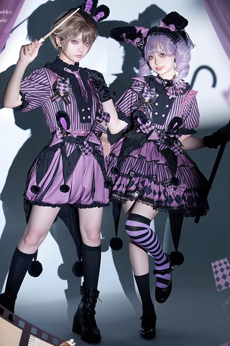 Sweet Lolita Dress - Fantasy Circus Triple-layered, Purple, Ruffled, Printed, Bow Detail - additional product view 4