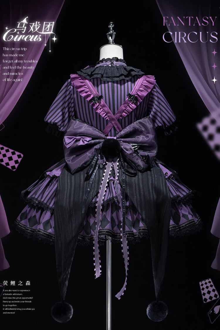 Sweet Lolita Dress - Fantasy Circus Triple-layered, Purple, Ruffled, Printed, Bow Detail - additional product view 9