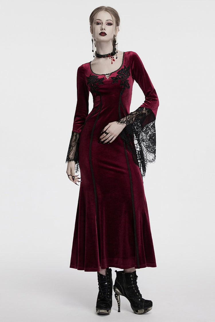 Sweet Lolita Dress - Floral Embroidery Stitching Lace, Red, Women's Style, Lace Trim - additional product view 4