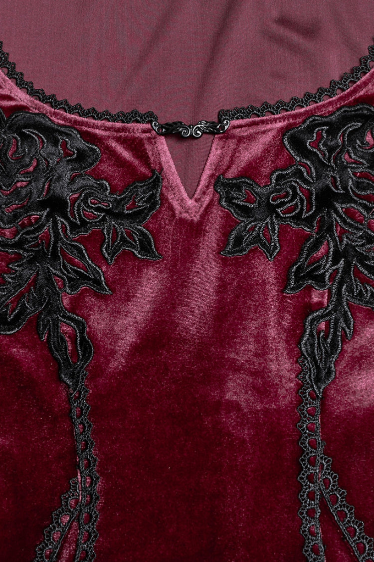 Sweet Lolita Dress - Floral Embroidery Stitching Lace, Red, Women's Style, Lace Trim - additional product view 5