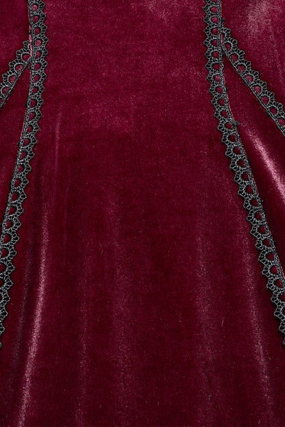 Sweet Lolita Dress - Floral Embroidery Stitching Lace, Red, Women's Style, Lace Trim - additional product view 7