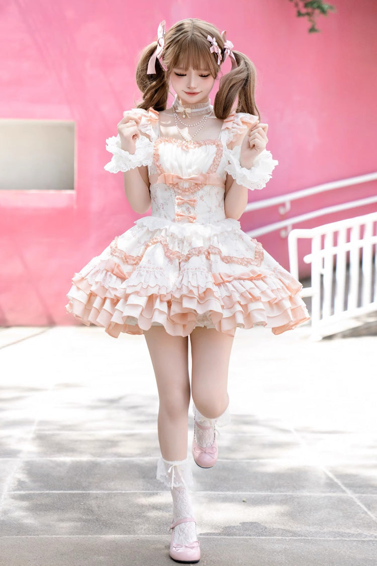 Sweet Lolita Dress - Floral Print Multi-layer, 2 Colors, Ruffled, Printed, Layered - additional product view 8