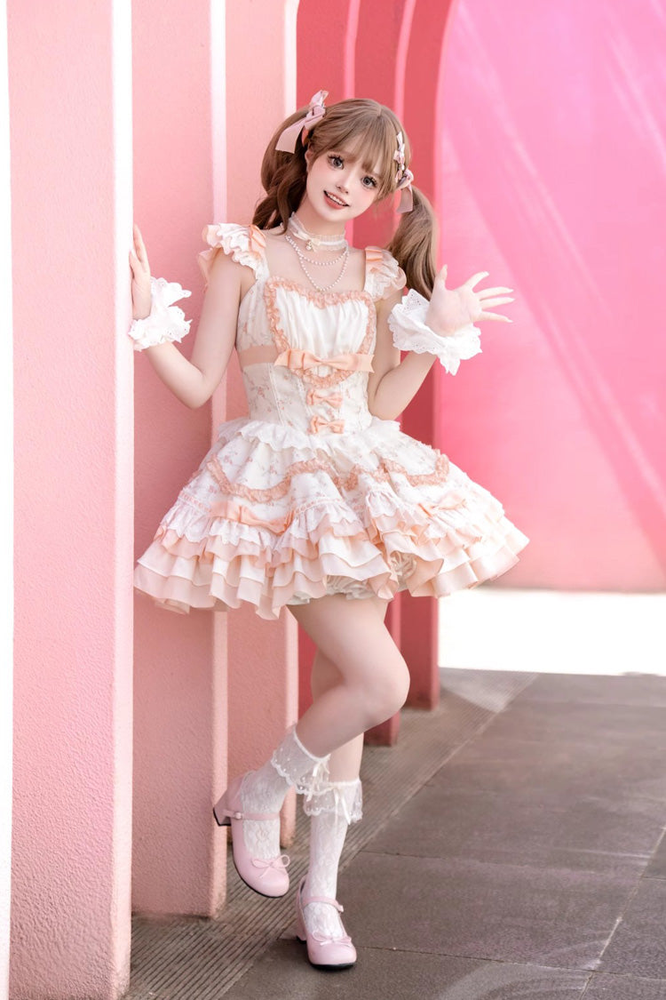 Sweet Lolita Dress - Floral Print Multi-layer, 2 Colors, Ruffled, Printed, Layered - additional product view 9