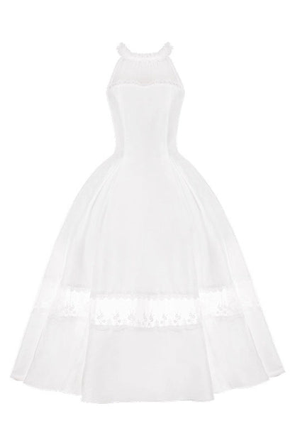 Sweet Lolita Dress - Flowers In The Mist, White, Halterneck, Gothic Style, Ruffled - additional product view 3