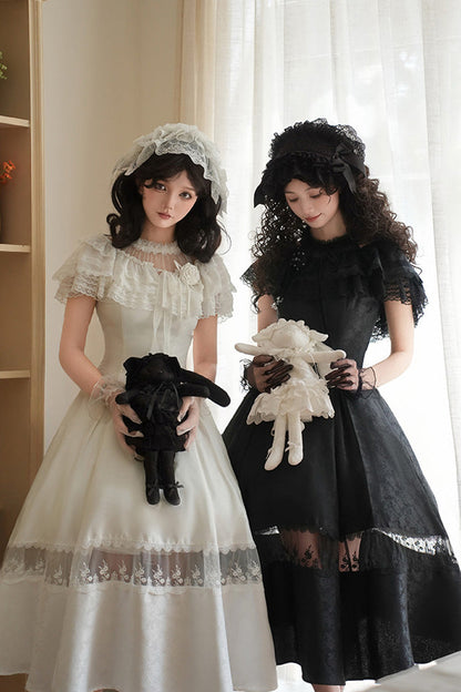 Sweet Lolita Dress - Flowers In The Mist, White, Halterneck, Gothic Style, Ruffled - additional product view 11