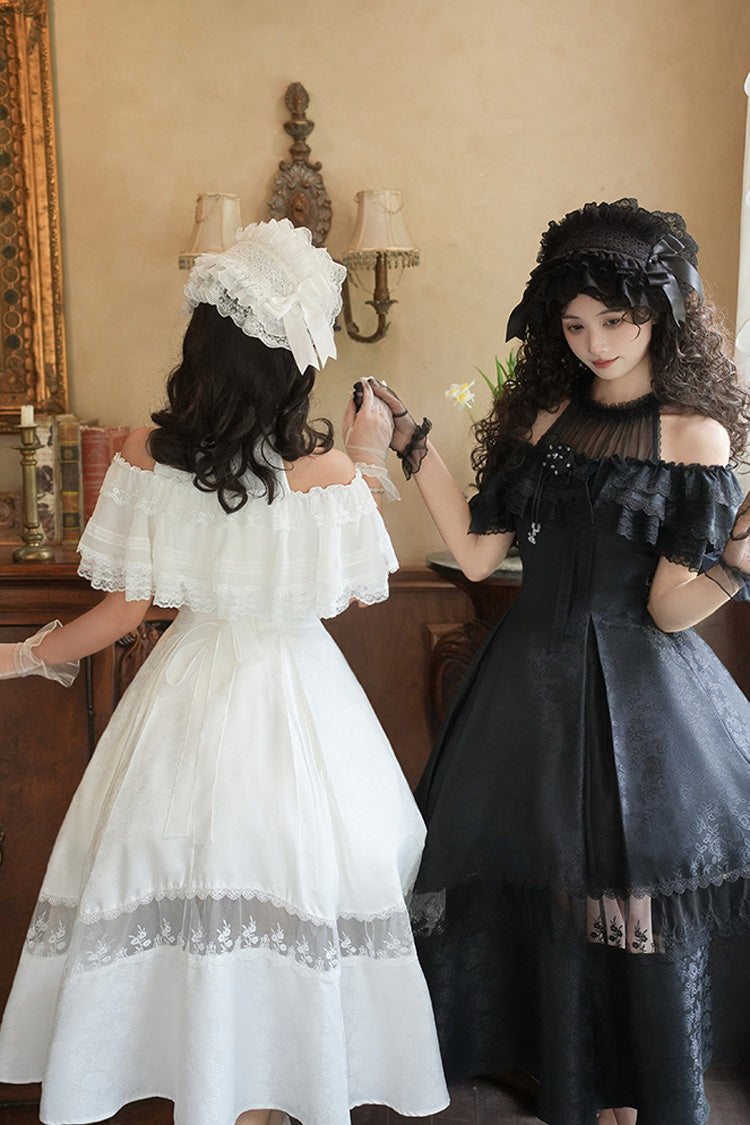 Sweet Lolita Dress - Flowers In The Mist, White, Halterneck, Gothic Style, Ruffled - additional product view 16