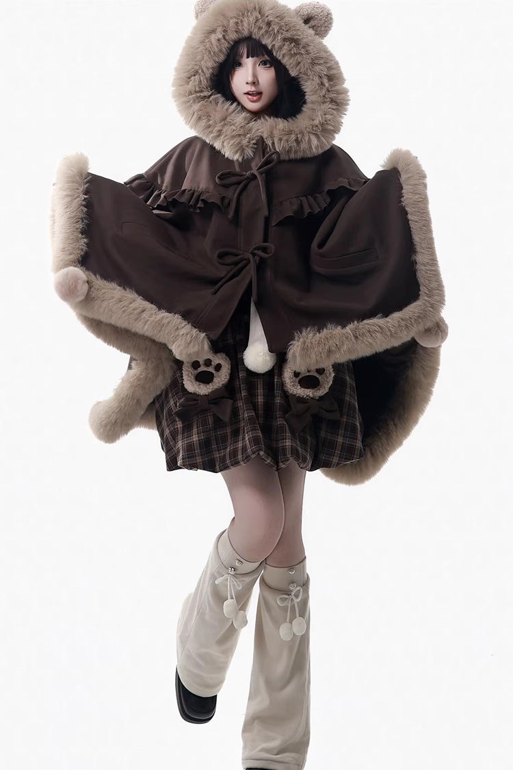 Sweet Lolita Dress - Fluffy Little Bear, Brown, Plaid, Bow Detail, Ruffled - additional product view 7
