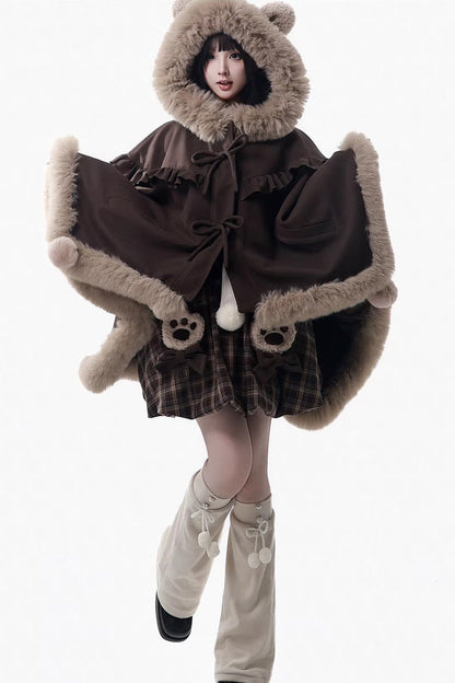 Sweet Lolita Dress - Fluffy Little Bear, Brown, Plaid, Bow Detail, Ruffled - additional product view 7