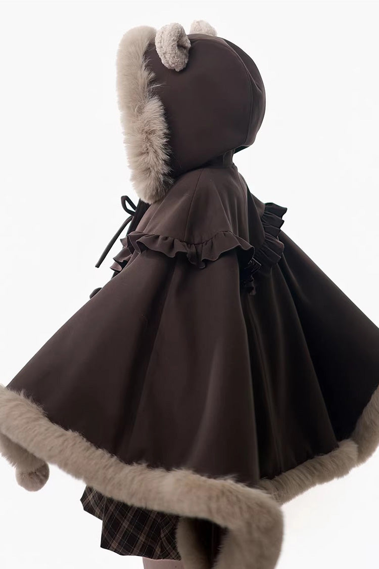 Sweet Lolita Dress - Fluffy Little Bear, Brown, Plaid, Bow Detail, Ruffled - additional product view 8