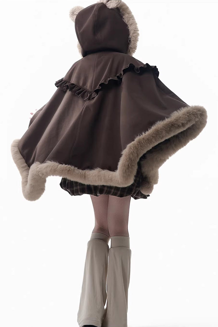 Sweet Lolita Dress - Fluffy Little Bear, Brown, Plaid, Bow Detail, Ruffled - additional product view 10