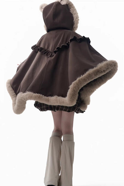 Sweet Lolita Dress - Fluffy Little Bear, Brown, Plaid, Bow Detail, Ruffled - additional product view 10