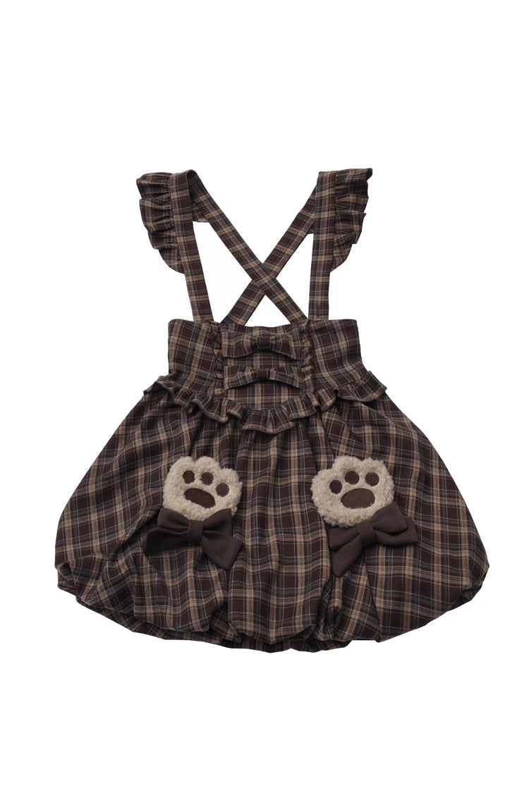 Sweet Lolita Dress - Fluffy Little Bear, Brown, Plaid, Bow Detail, Ruffled - additional product view 11