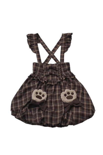 Sweet Lolita Dress - Fluffy Little Bear, Brown, Plaid, Bow Detail, Ruffled - additional product view 11