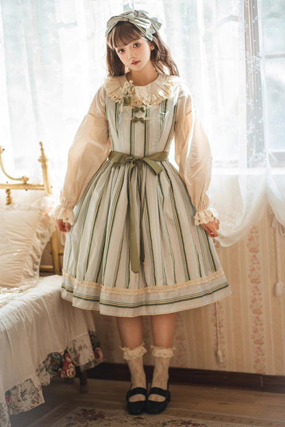 Sweet Lolita Dress - Forest Atlas Striped Print, 3 Colors, Striped, Printed, Punk Style - additional product view 4