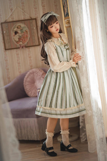 Sweet Lolita Dress - Forest Atlas Striped Print, 3 Colors, Striped, Printed, Punk Style - additional product view 7