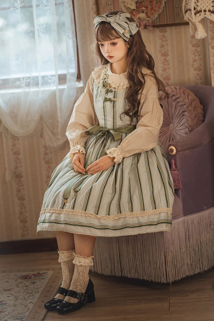 Sweet Lolita Dress - Forest Atlas Striped Print, 3 Colors, Striped, Printed, Punk Style - additional product view 8