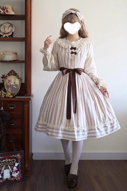 Sweet Lolita Dress - Forest Atlas Striped Print, 3 Colors, Striped, Printed, Punk Style - additional product view 12