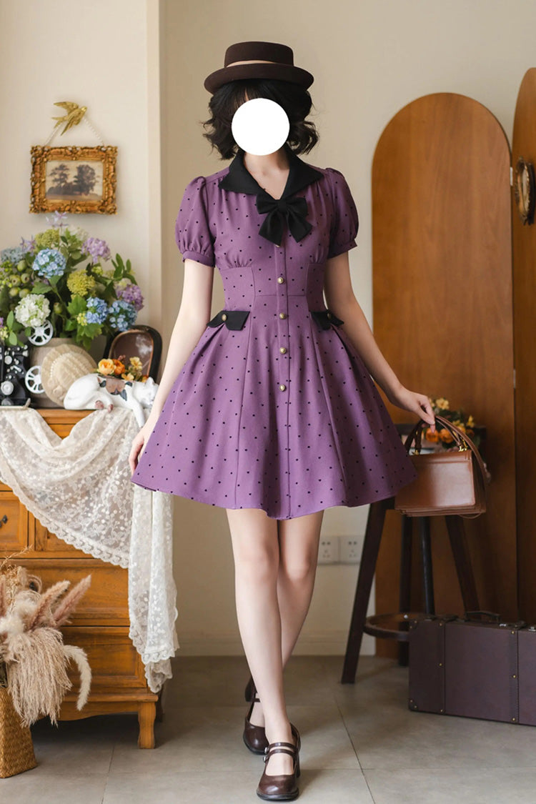 Sweet Lolita Dress - Forest Boulotty, Purple, Bow Detail, Printed - additional product view 2