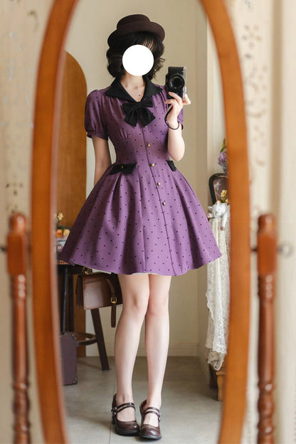 Sweet Lolita Dress - Forest Boulotty, Purple, Bow Detail, Printed - additional product view 5