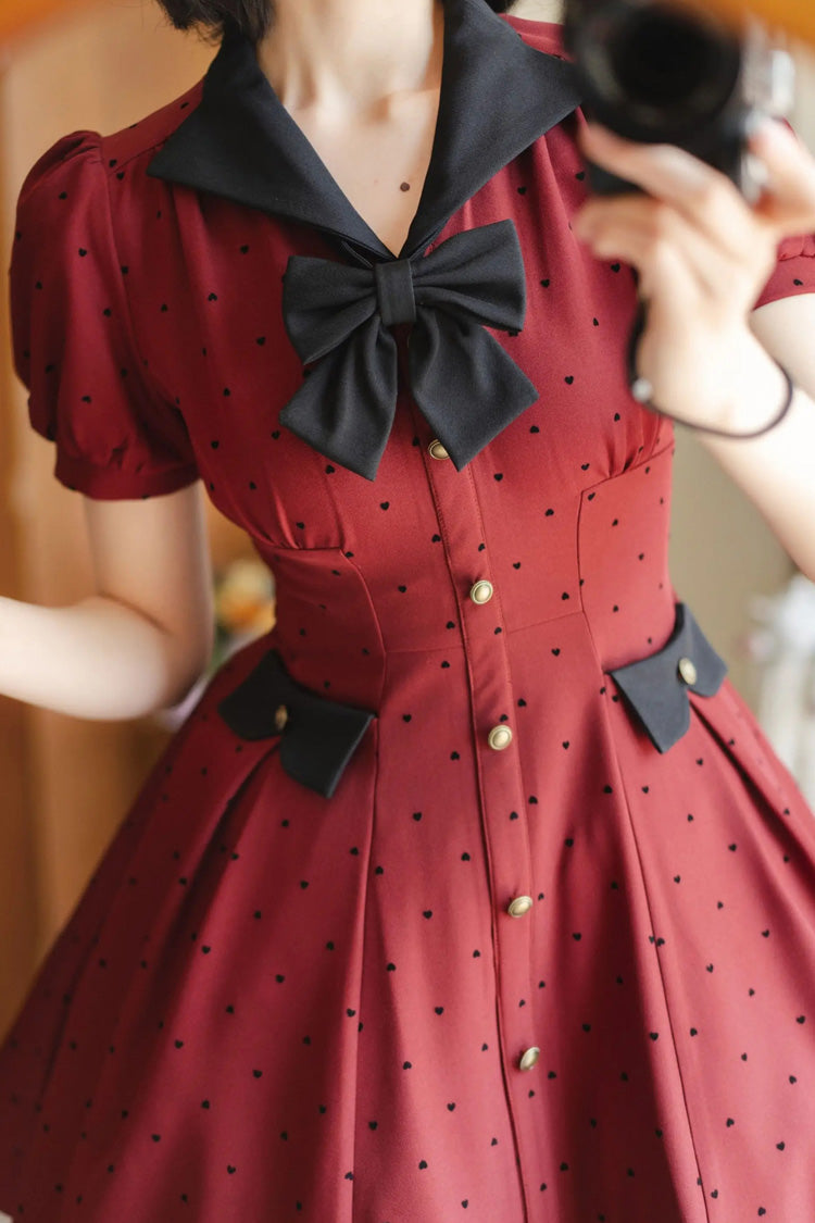 Sweet Lolita Dress - Forest Boulotty, Red, Printed, Bow Detail - additional product view 2