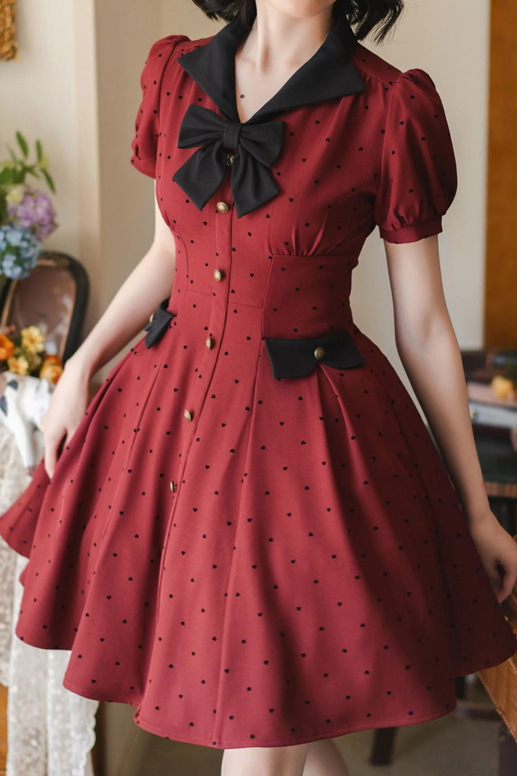 Sweet Lolita Dress - Forest Boulotty, Red, Printed, Bow Detail - additional product view 3