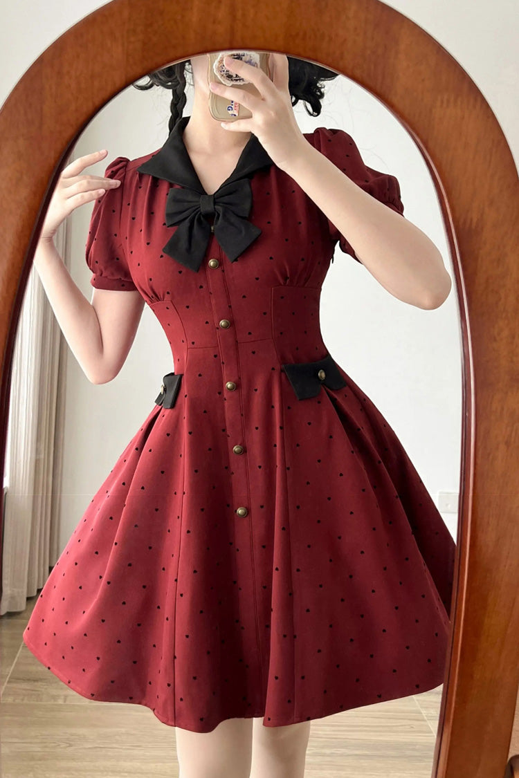 Sweet Lolita Dress - Forest Boulotty, Red, Printed, Bow Detail - additional product view 4