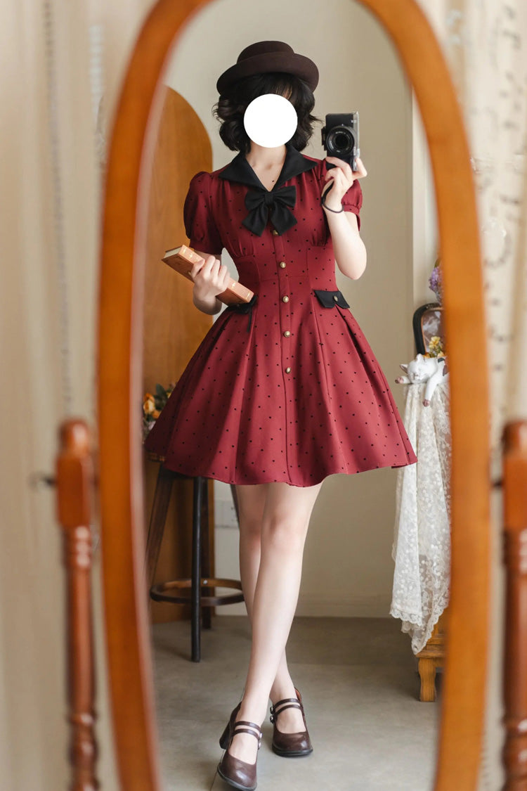 Sweet Lolita Dress - Forest Boulotty, Red, Printed, Bow Detail - additional product view 5