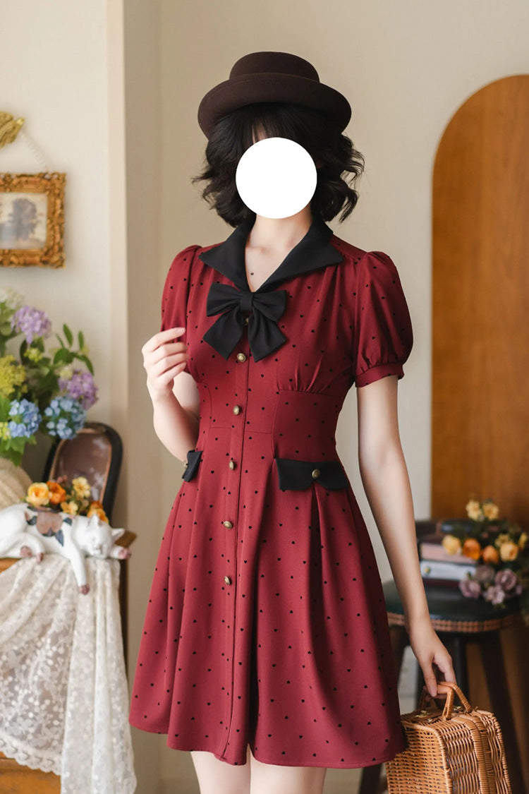 Sweet Lolita Dress - Forest Boulotty, Red, Printed, Bow Detail - additional product view 6