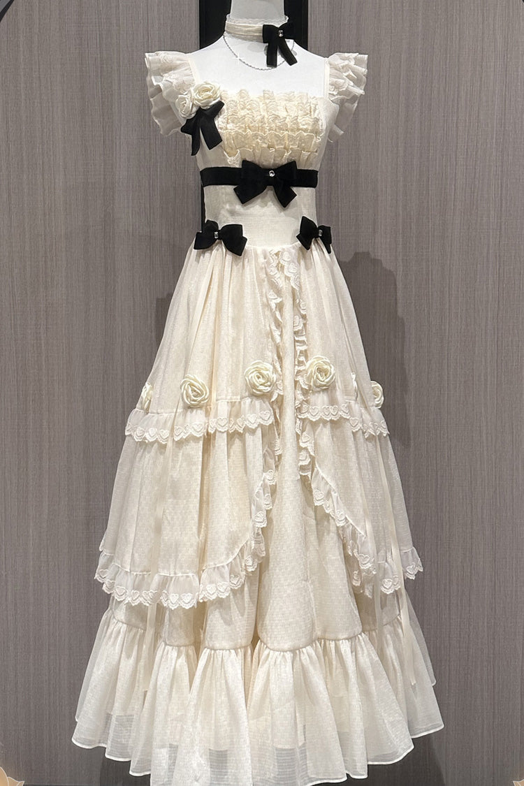 Sweet Lolita Dress - Free Verse Poetry, Ivory, Ruffled, Layered, Bow Detail - additional product view 3