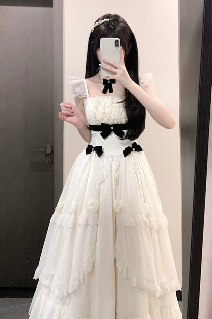 Sweet Lolita Dress - Free Verse Poetry, Ivory, Ruffled, Layered, Bow Detail - additional product view 5